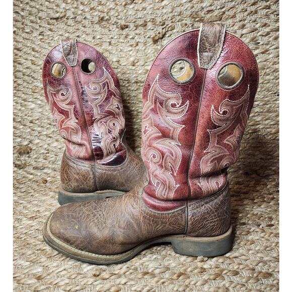 Boulet Timber Brown Burnt Apple Leather Western Cowboy Boots Men’s Size 9 W main image 9